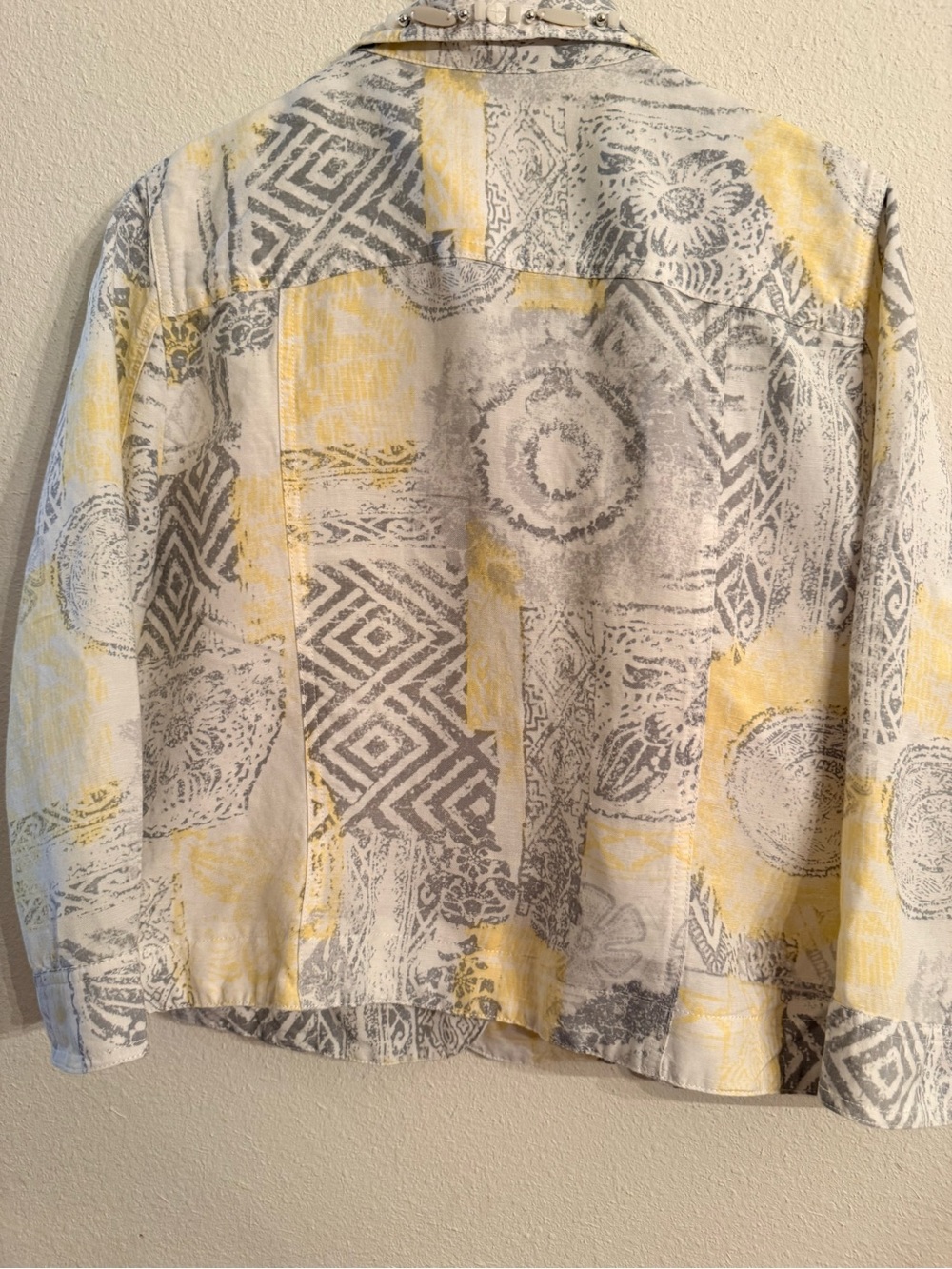 Ruby Rd. Yellow & Gray Patterned Button-Front Jean Jacket - Picture 5 of 5